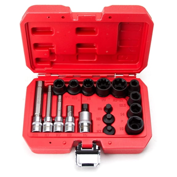 17pc Master Brake Caliper 5 Point, 10 Point, Hex & Socket Set w/Case