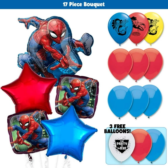 17pc Spider-Man Animated Deluxe Balloon Bouquet - Quality Birthday Party
Decoration Supplies
