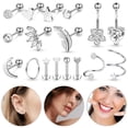 thumbnail image 1 of 17pcs 16G Tragus Earrings, EEEkit Stainless Steel Cartilage Helix Earrings, Conch Earring Studs, Hoop Earring, Lip Rings, Labret Studs, Piercing Jewelry for Women Men, Silver, 1 of 9