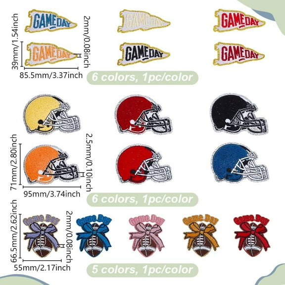 17pcs 3 Styles Game Day Embroidered Iron-On Patches Football Helmets Logos Embroidery Patch Sew on Patch Embroidered Appliques for Clothing Jeans Bags Hats Backpacks DIY Making Craft