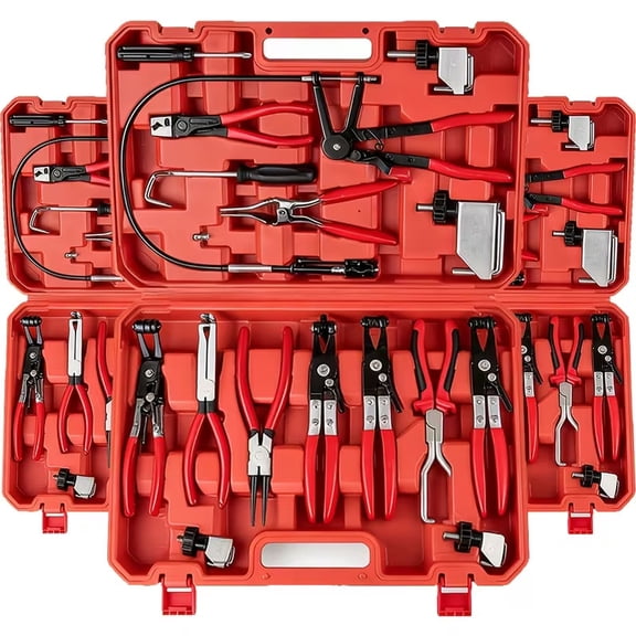 17pcs Automotive Hose Pliers Set, Electrical Disconnect Pliers for Cars, Automotive Electrical Plug Connector Disconnect Tool And Connector Separator And Hose Clamp Pliers Set