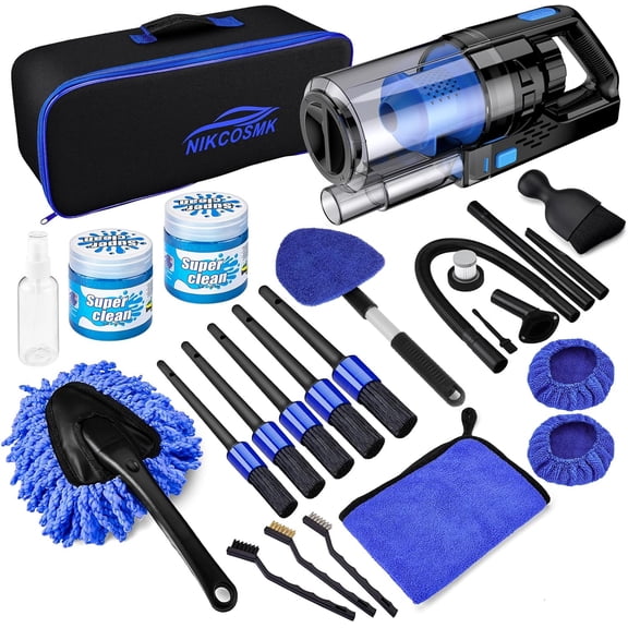 17pcs Car Detailing Kit Interior Cleaner, Car Interior Cleaning Kit with Handheld Car Vacuum, Car Detailing Brushes, Windshield Cleaning Tool, Car Cleaning Supplies, Car Accessories for Men, Women