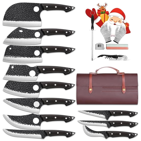 17-Piece Professional Forged Chef Knife Set with Carrying Bag, Ideal for Meat Processing, BBQ, and Culinary Tasks, Perfect Holiday Gift for Home Cooks