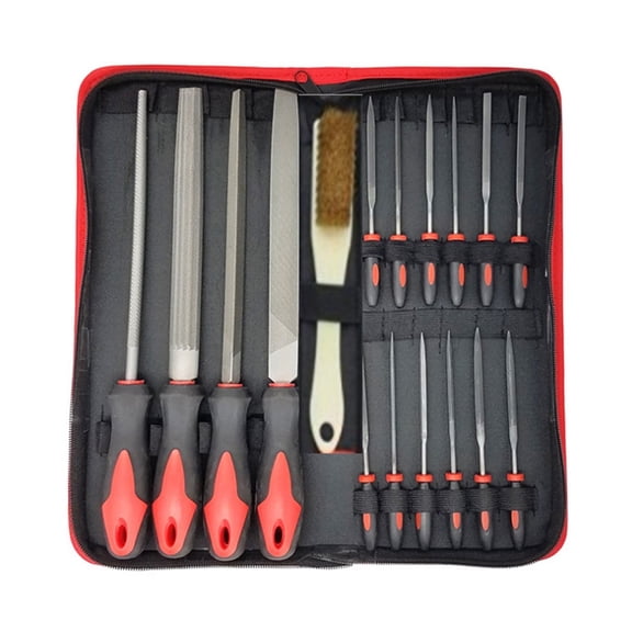 17pcs Metal File Set Forged Steel Files for Metal and Wood File Applications Includes Round, Half Round Diamond, Flat, Tripl
