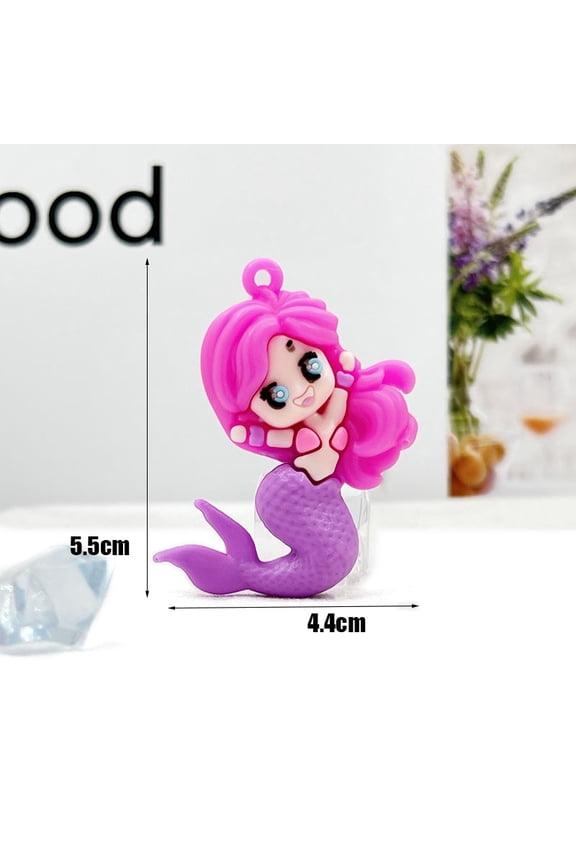 17pcs PVC Plastic Keychain with Iron Ring Fuchsia Pendant: 5.5x4.4cm