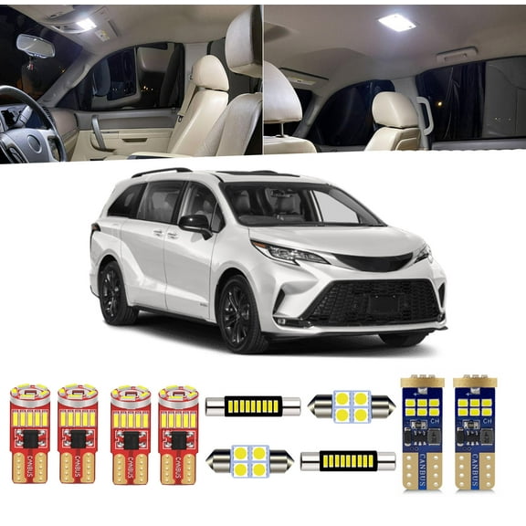 17pcs For Sienna Hybrid interior LED Lights Kit for Toyota Sienna Hybrid 2021 2022 2023 2024 Super Bright LED Replacement Bulbs LED Dome Trunk License Plate