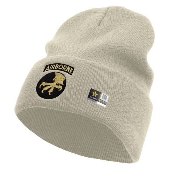 17th Airborne Division Embroidered 12 Inch Long Knitted Beanie - Birch OSFM
