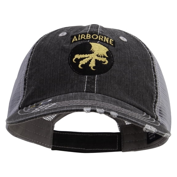 17th Airborne Division Embroidered Low Profile Special Cotton Mesh Cap - Black OSFM