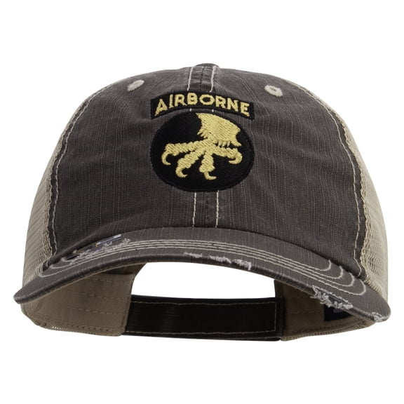 17th Airborne Division Embroidered Low Profile Special Cotton Mesh Cap - Brown Khaki OSFM