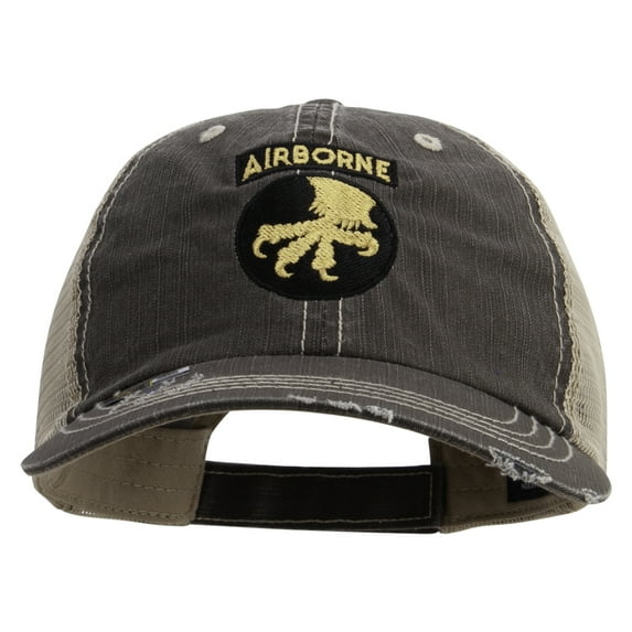 17th Airborne Division Embroidered Low Profile Special Cotton Mesh Cap - Brown Khaki OSFM