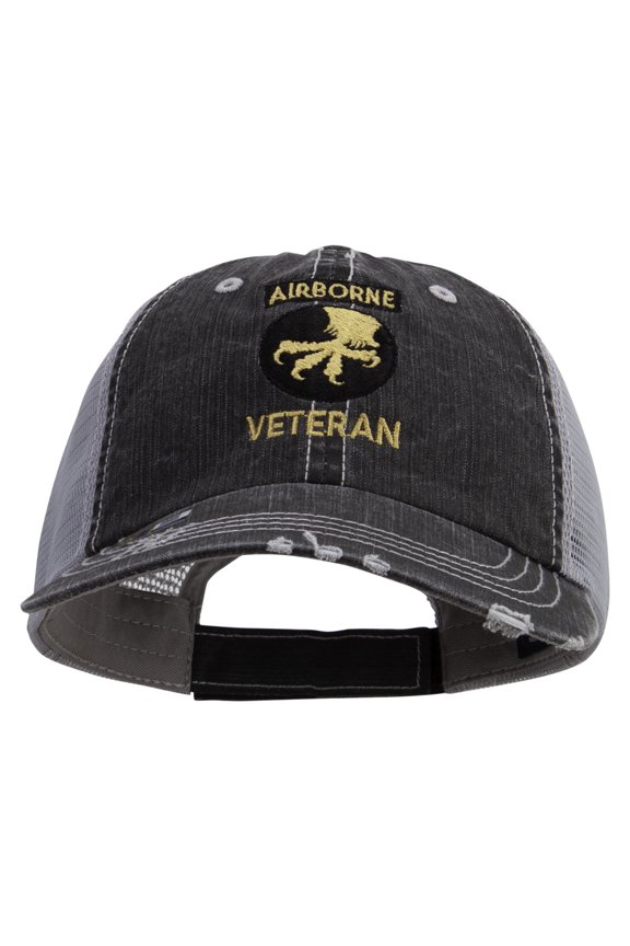 17th Airborne Division Veteran Embroidered Low Profile Special Cotton Mesh Cap - Black OSFM