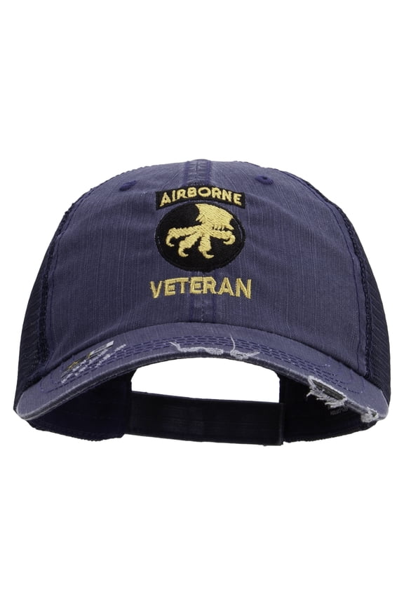 17th Airborne Division Veteran Embroidered Low Profile Special Cotton Mesh Cap - Navy OSFM