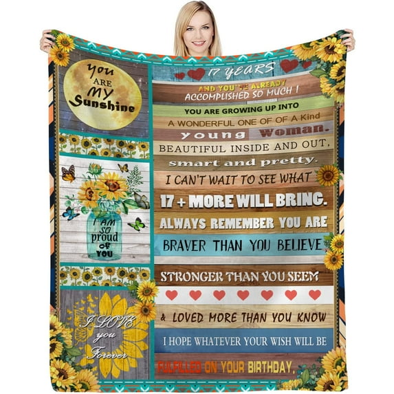 17th Birthday Decorations for Girls,17 Year Old Girl Gift Ideas, Gifts for 17 Year Old Girl,17th Birthday Blanket, to My Daughter Blanket