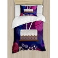 thumbnail image 1 of 17th Birthday Duvet Cover Set, 17 Party Cake with Abstract Style Circles Print, Decorative 2 Piece Bedding Set with 1 Pillow Shams, Twin Size, Lilac Purple and Pink, by Ambesonne, 1 of 3