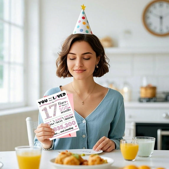 17th Birthday Gifts for Girls Born in 2008 Oversized 15.5 Inch Greeting Card Back in 2008 Sign Poster Pink Jumbo Guest Book Alternative for Daughter Niece 17 Year Old Bday Party Supplies