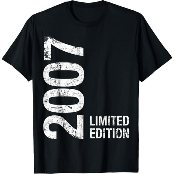 17th Birthday Gifts Men Boy Girl 17 Years Old Vintage 2007 T-ShirtMen and women, Black T-shirt, size: Extra large