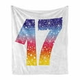 thumbnail image 1 of 17th Birthday Soft Flannel Fleece Throw Blanket, Rainbow Colored 17 Years Old Party with Fireworks Polka Dots Print, Cozy Plush for Indoor and Outdoor Use, 50" x 70", Multicolor, by Ambesonne, 1 of 6