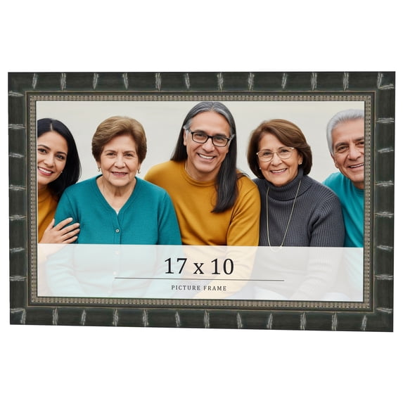 17x10 Frame Black Bamboo Solid Wood Picture Frame Width 1.5 Inches | Interior Frame Depth 0.5