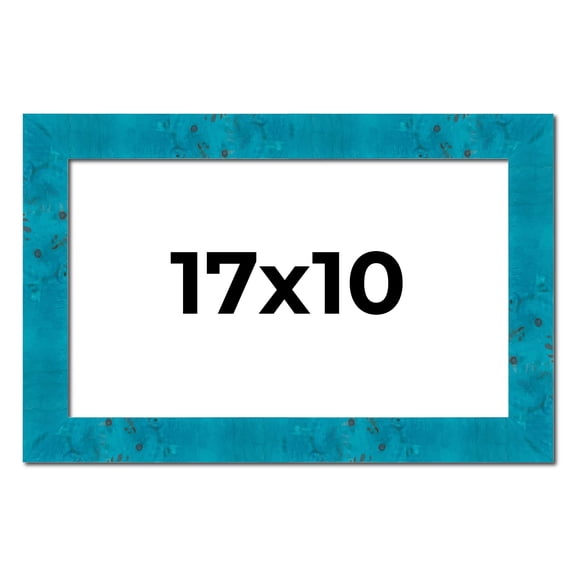 17x10 Frame Blue Teal Burl Wood Picture Frame | 1.75 Inch Moulding Width | Interior Frame Depth 0.5