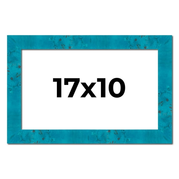 17x10 Frame Blue Teal Burl Wood Picture Frame | 1.75 Inch Moulding Width | Interior Frame Depth 0.5
