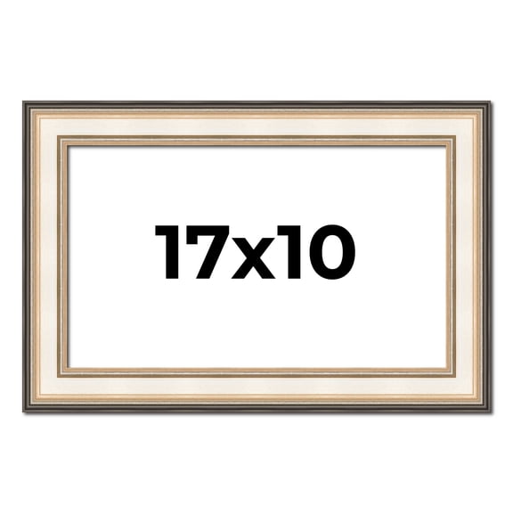 17x10 Frame Gold Silver Plein Aire 2" Inch Wide Moulding Solid Wood Picture Frame | Modena