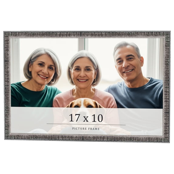 17x10 Frame Silver Grey Distressed Solid Wood Picture Frame | 0.75 Inch Moulding Width | Interior