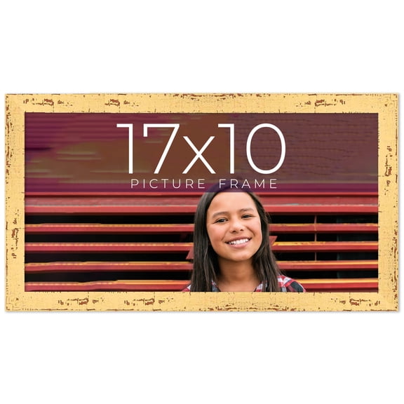 17x10 Frame Yellow Real Wood Picture Frame Width 1.25 inches | Interior Frame Depth 0.5 inches |