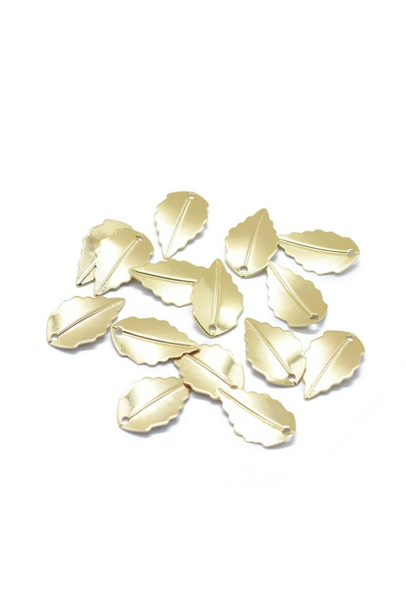 17x10x0.8mm Brass Pendants Long-Lasting Plated Leaf Real 14K Gold Plated Hole: 1.2mm