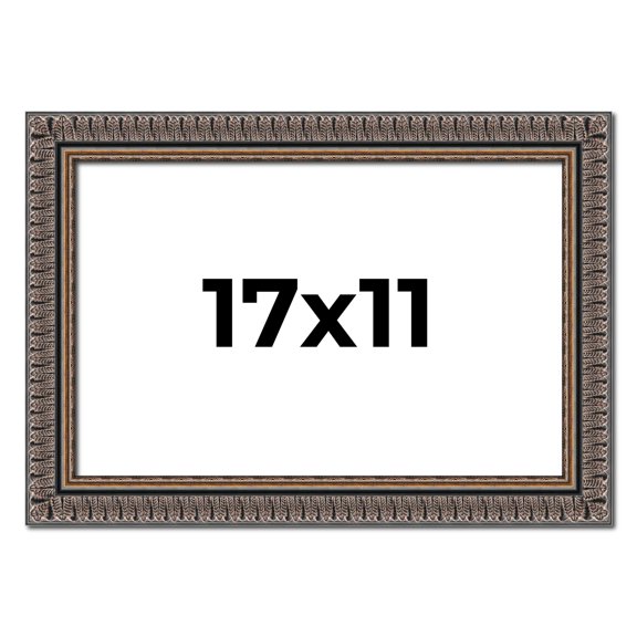 17x11 Frame Black Feather Payton Ornate Solid Wood Picture Frame Width 1.75 Inches | Interior Depth