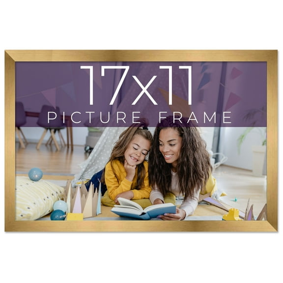 17x11 Frame Gold Bronze Solid Wood Picture Frame Width 0.75 Inches | Interior Frame Depth 0.5