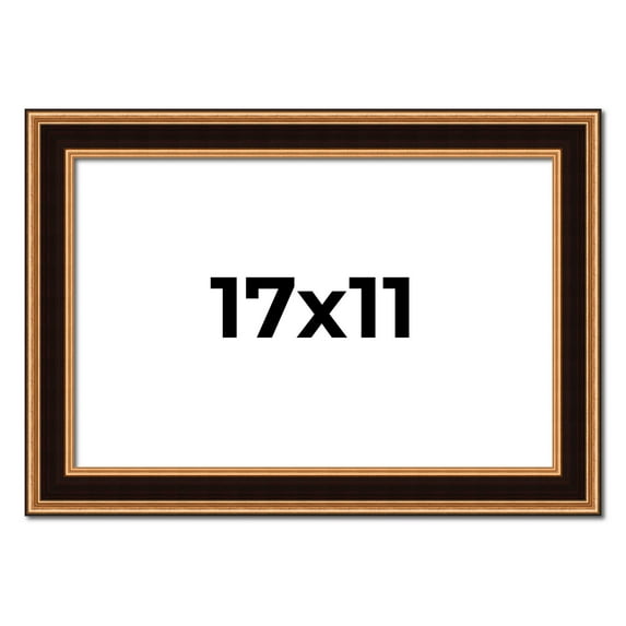 17x11 Frame Gold Brown Plein Air Vintage Solid Wood Picture Frame | 1.75 Inches Moulding Width |