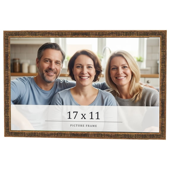 17x11 Frame Gold Kingsley Distressed Solid Wood Picture Frame Width 0.75 Inches | Interior Frame