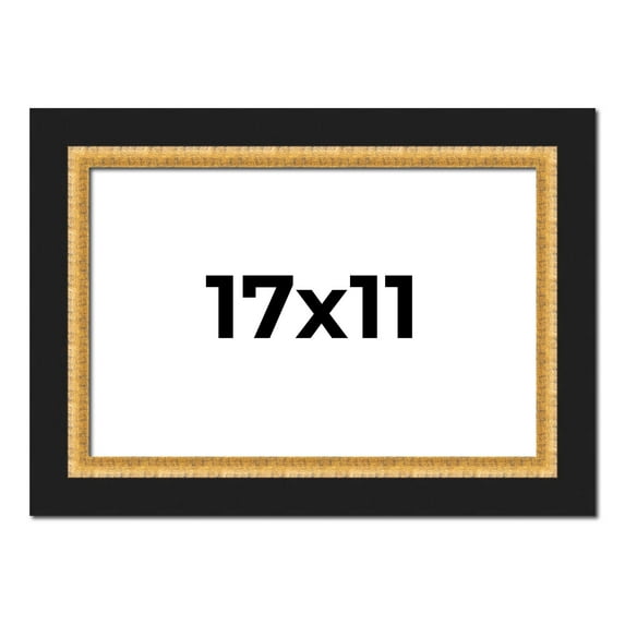 17x11 Frame Gold Real Wood Picture Frame Width 2.25 Inches | Interior Frame Depth 0.5 Inches |