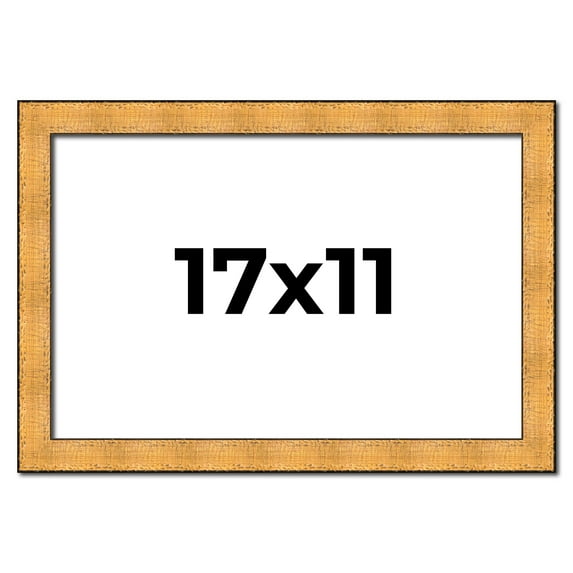 17x11 Frame Gold Rustic Solid Wood Picture Frame | 1.25 Inch Wide Moulding | Rustique Gold