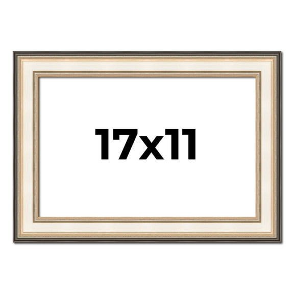 17x11 Frame Gold Silver Plein Aire 2" Inch Wide Moulding Solid Wood Picture Frame | Modena