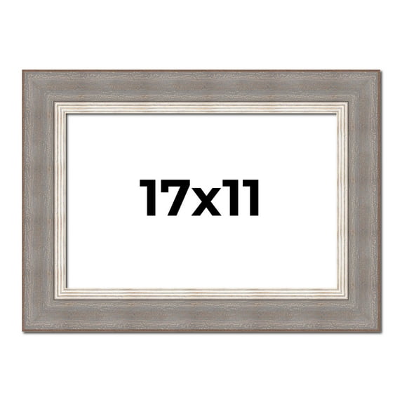 17x11 Frame Grey Real Wood Picture Frame Width 2.75 Inches | Interior Frame Depth 0.5 Inches |