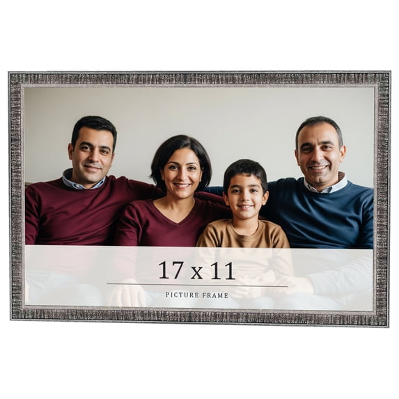 17x11 Frame Silver Grey Distressed Solid Wood Picture Frame | 0.75 Inch Moulding Width | Interior