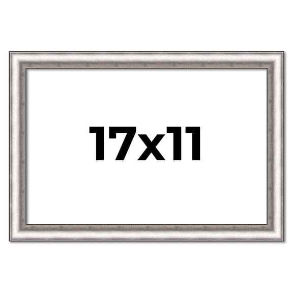 17x11 Frame Silver Real Wood Picture Frame Width 1.25 Inches | Interior Frame Depth 0.5 Inches |