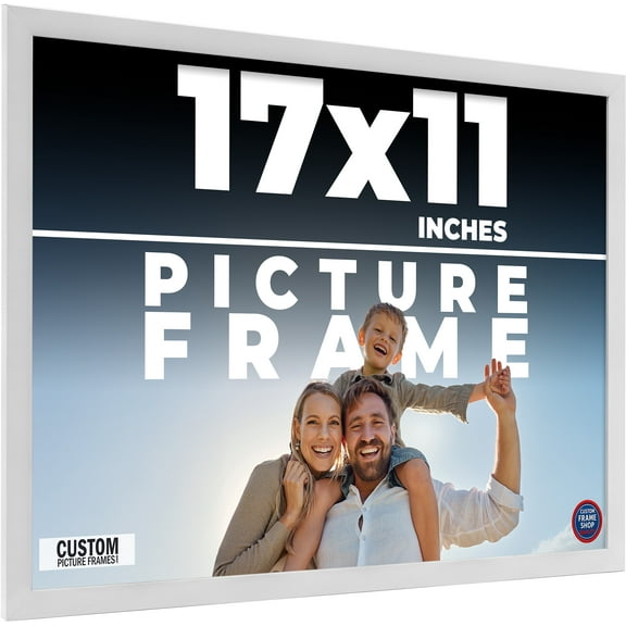 17x11 Frame White Solid Wood Picture Frame Includes UV Acrylic Shatter Guard Front, Acid Free Foam