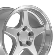 OE Wheels CV01 17 Inch Rim Fits Corvette C4 ZR1 Style 5x120.65 17x11 Gloss Silver Machined Lip - Hollander 5036 1
