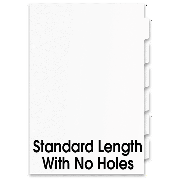 17x11 White 6 Tabbed Dividers With No Holes (48 per Package)