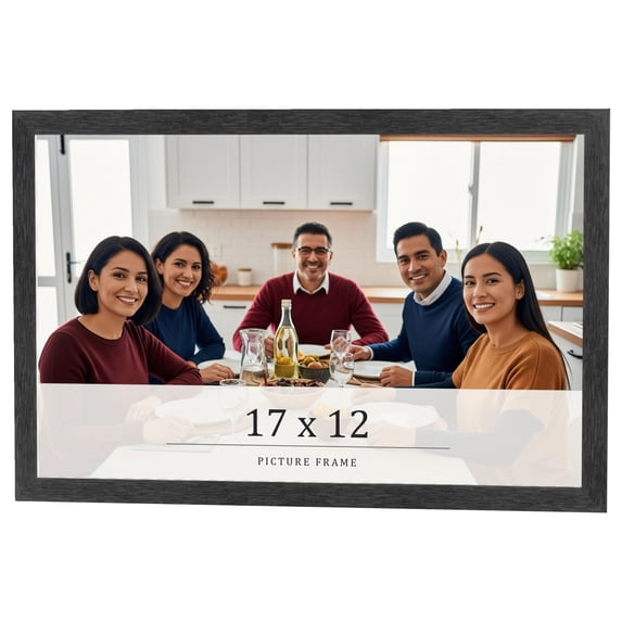 17x12 Frame Black Charcoal Grey Wood Textured Picture Frame | 0.75 Inch Moulding Width | Gunmetal