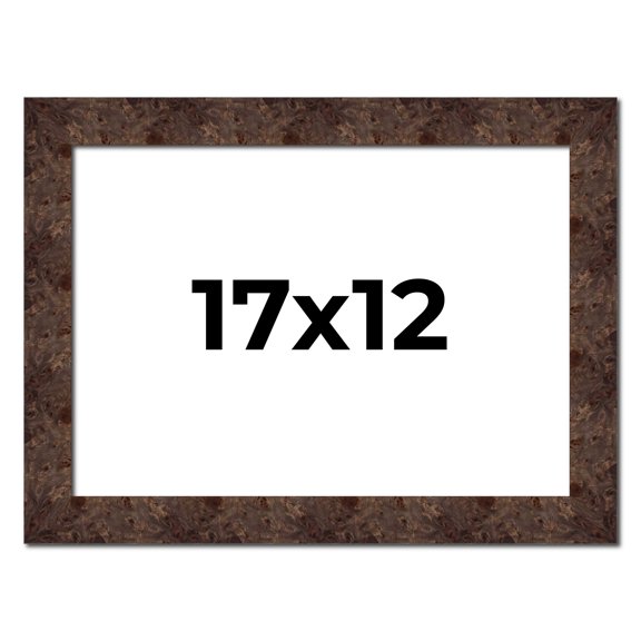 17x12 Frame Brown Burl Real Wood Picture Frame Width 1.625 Inches | Interior Frame Depth 0.5 Inches