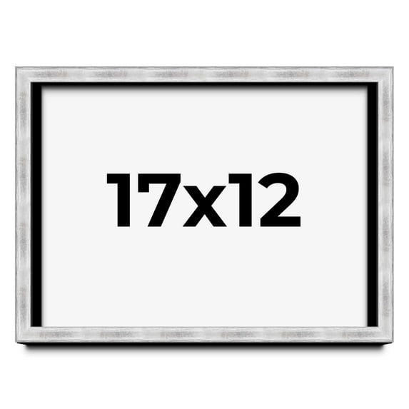 17x12 Frame Brushed Silver Solid Wood Picture Frame | 0.75 Inch Moulding Width | Rabbet Depth 0.75