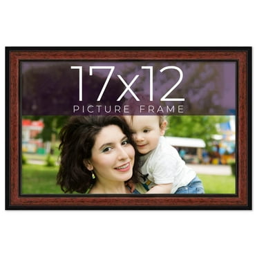 17x12 Frame Executive Brown Round Mahogany Finish Solid Wood Picture Frame | 1.25 Inch Moulding