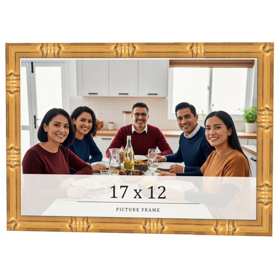 17x12 Frame Gold Bamboo Solid Wood Picture Frame | 1 Inch Moulding Width | Interior Frame Depth
