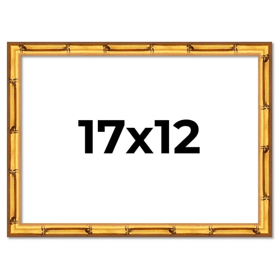 17x12 Frame Gold Bamboo Solid Wood Picture Frame | 1 Inch Moulding Width | Interior Frame Depth