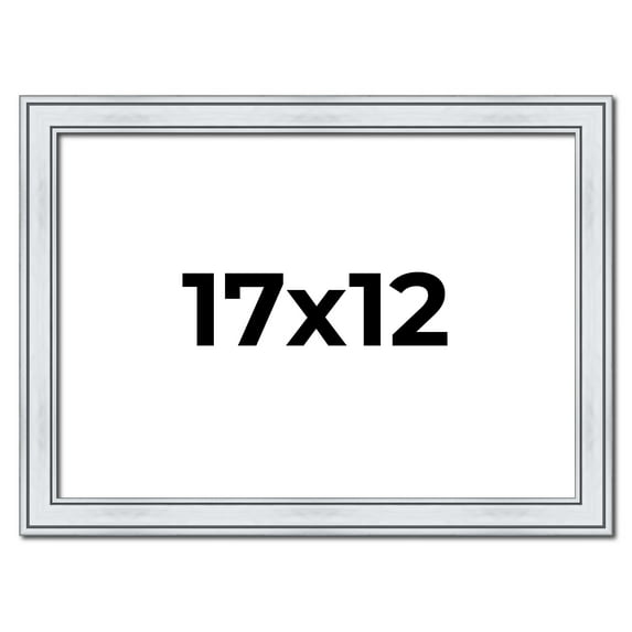 17x12 Frame Sterling Silver Solid Wood Picture Frame | 1.25 Inch Moulding Width | 0.75 Inch