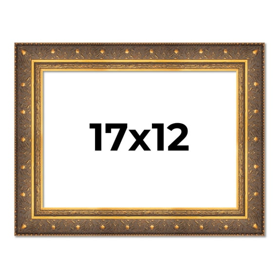 17x12 Frame Vintage Gold Solid Wood Picture Frame | 2.5 Inch Moulding Width | Ornate Bronze Museo