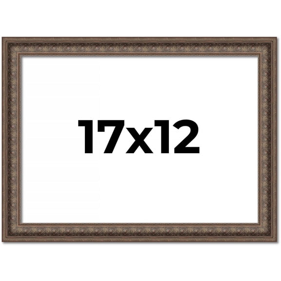 17x12 Ornate Brown Real Wood Picture Frame Width 1.5 Inches | Interior Frame Depth 0.5 Inches |